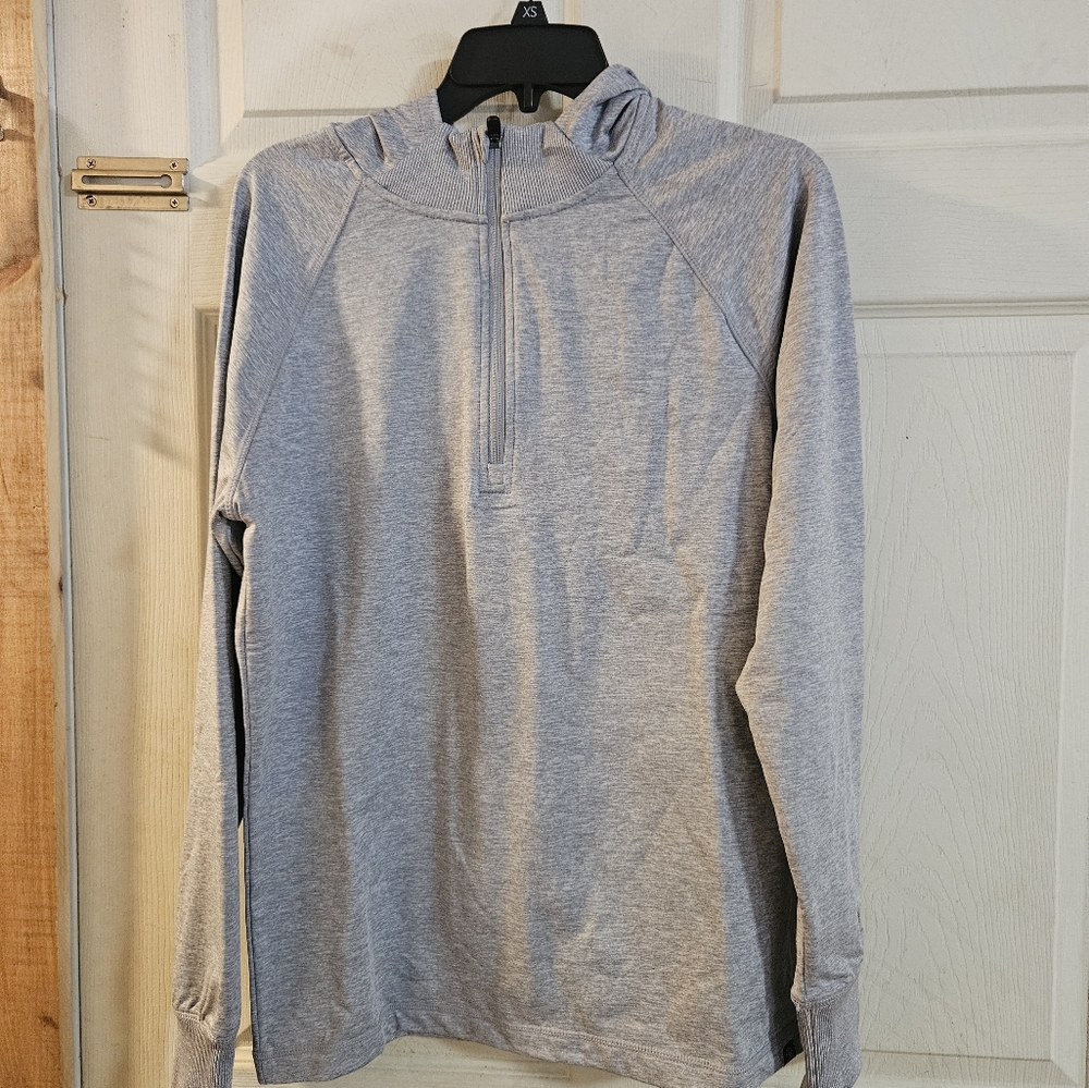 GAIAM SERENITY FLOW LONG SLEEVE HOODIE: SLEET HEATHER: NEW WITH TAGS: SIZE S